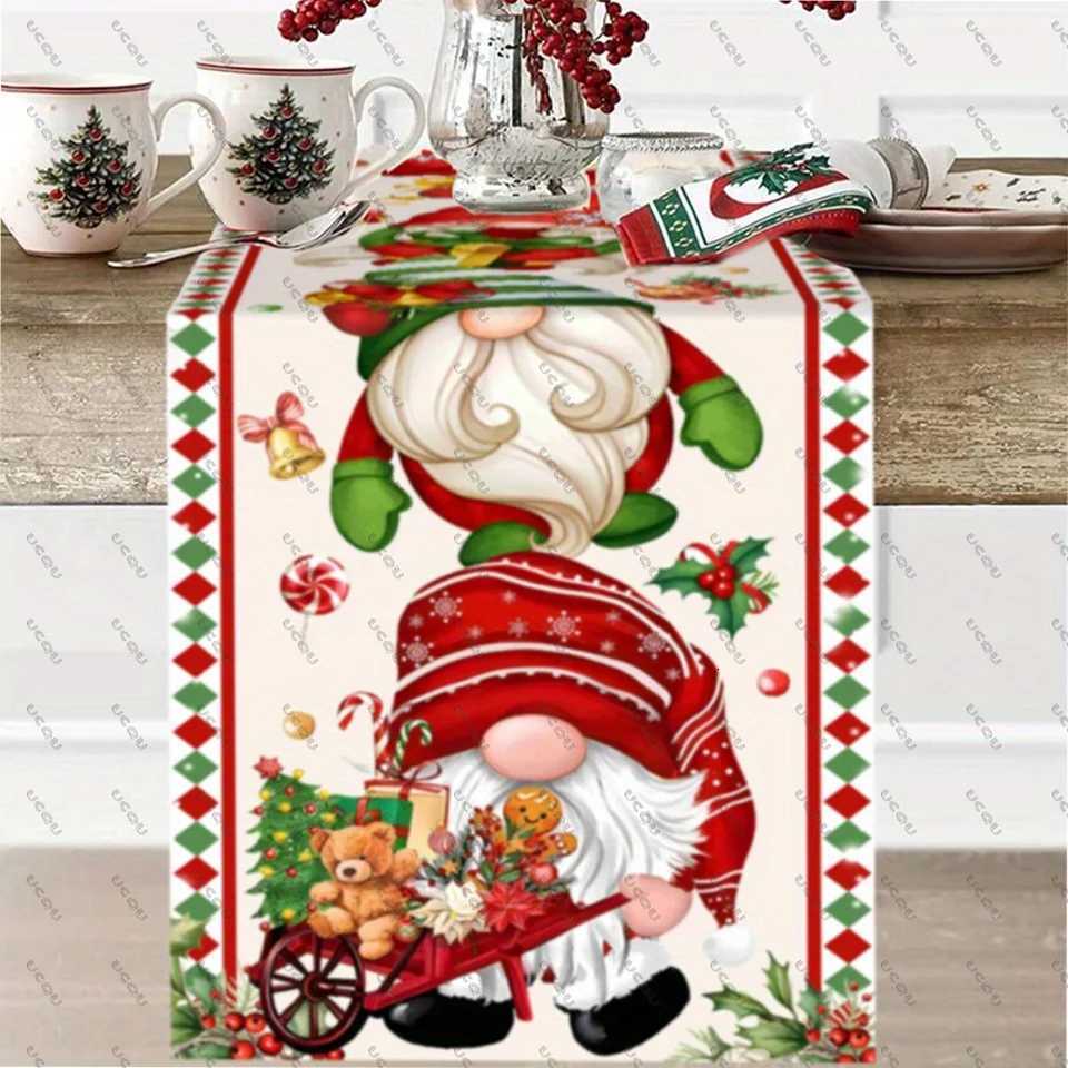 Christmas Gnome Style Christmas Table Runner Bohemian Holiday Decorative Tablecloth Flag Family Party Rectangular Kitchen Santa Claus Gift Y251113