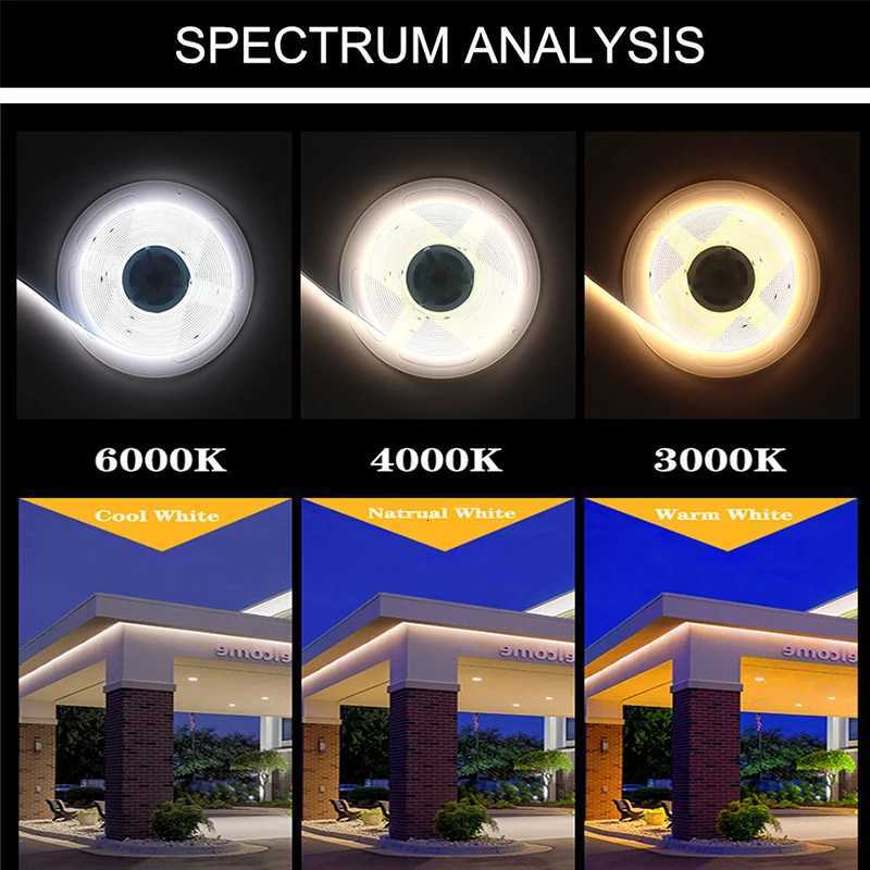 5V CCT COB LED Strip Light White Tunable Dimmable 3000K-6500K 5V LED Tape Light for Under Cabinet Bedroom Kitchen TV Mirror W251112