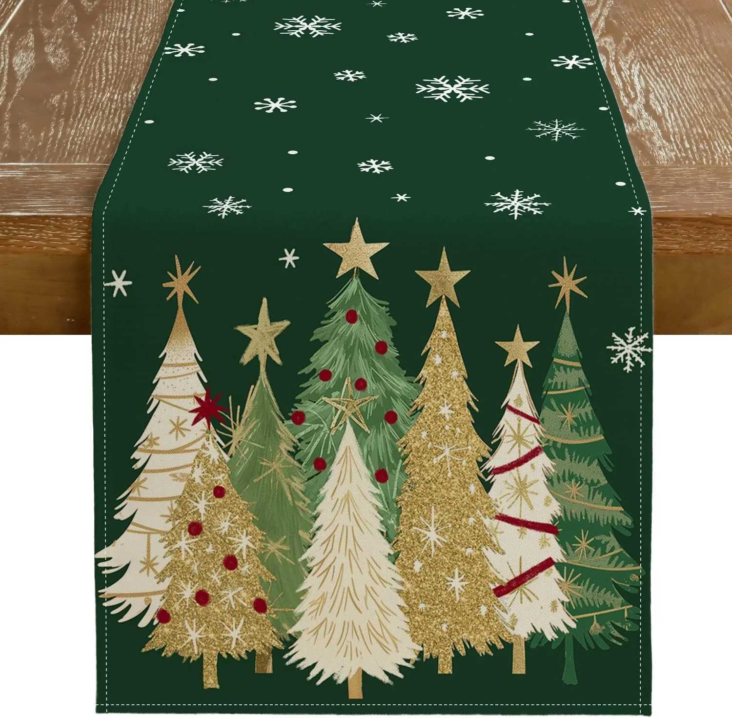Christmas Christmas Tree-Printed Green table flag Festive Dcor for Your Holiday Meals New Year home party decoration Y251113