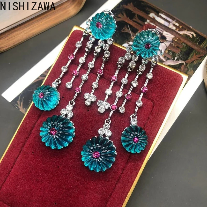 NISHIZAWA Hyperbole Tassels Earrings for Women Style Vintage Fashion Jewelry Geometric Elegant Aretes De Mujer 250411