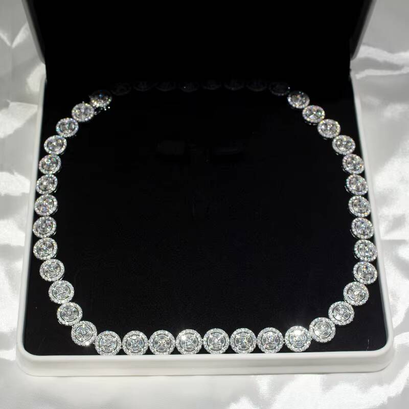 Hip Hop Baguette Cluster Tennis Chain 925 Sterling SilverVVS Tennis Chain Moissanite for Men