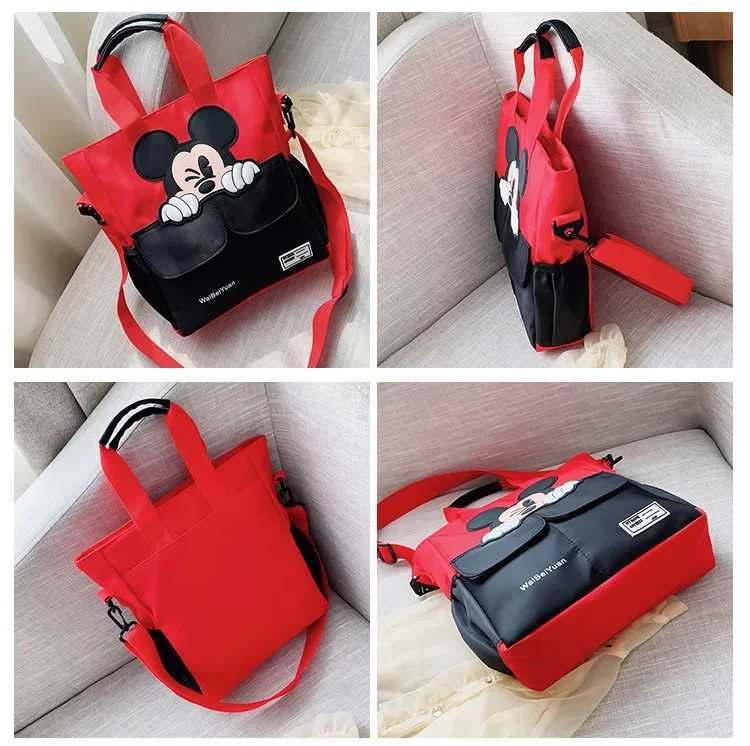Disney 2025 New Disney Mickey Cartoon Printed Childrens Tutorial Bag Primary School Handbag Large Capacity Shoulder Messenger BagXJ250412