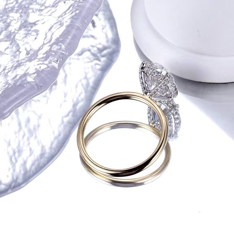 Fashion Diamond Ring Classic Style 18K Yellow Gold Oval 4CT Lab Diamond Women Luxury Wedding Rings