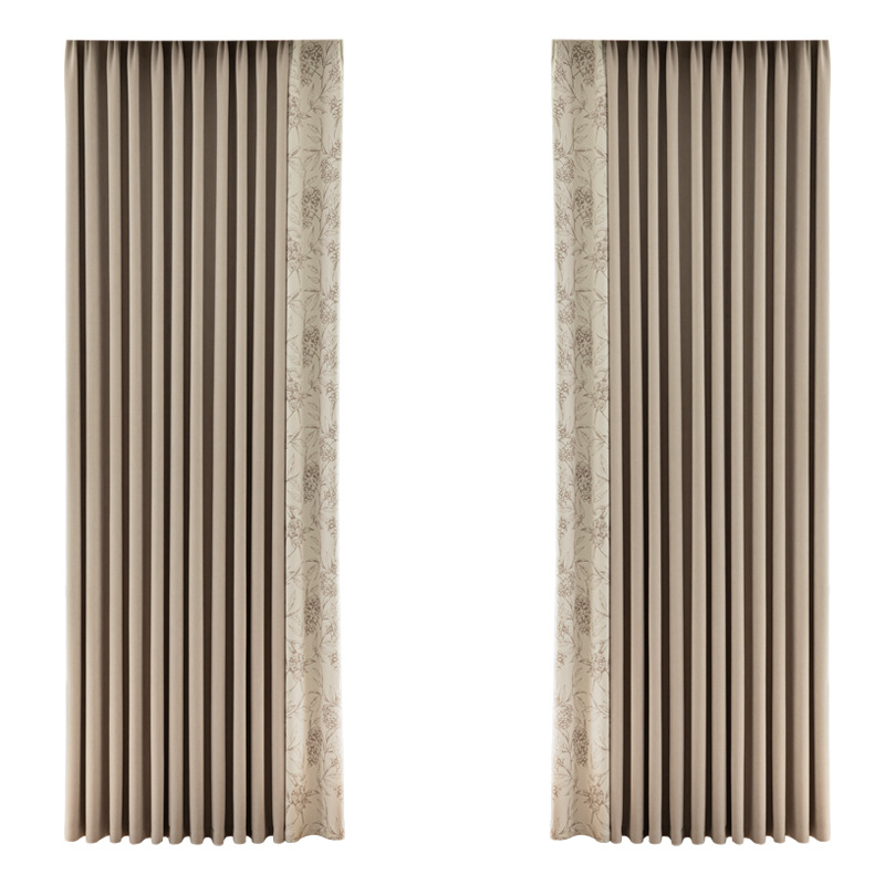 T403 new thickened cotton and linen full light-proof heat-insulating curtain cloth living room bedroom light luxury soundproof finished curtain