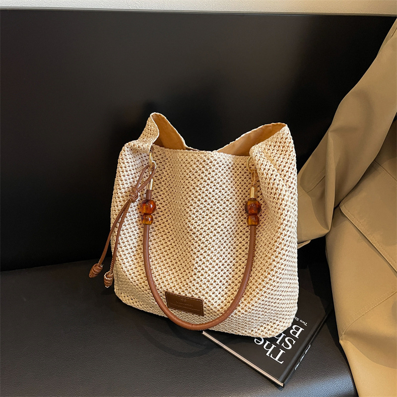 2025S Designer Women S Bag Summer Internet Celebrity Grass For Women New Vacation Beach Woven With Large Capacity Single Shoulder Tote Bag