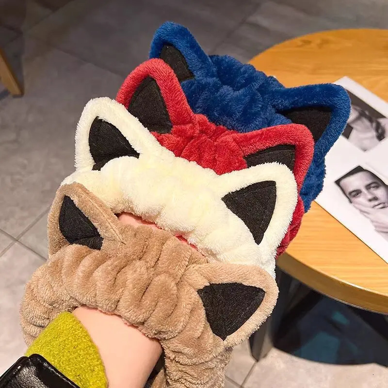 1pc Cartoon plush cat ear headband womens pressed hair face wash headband simple headscarf headband 251112