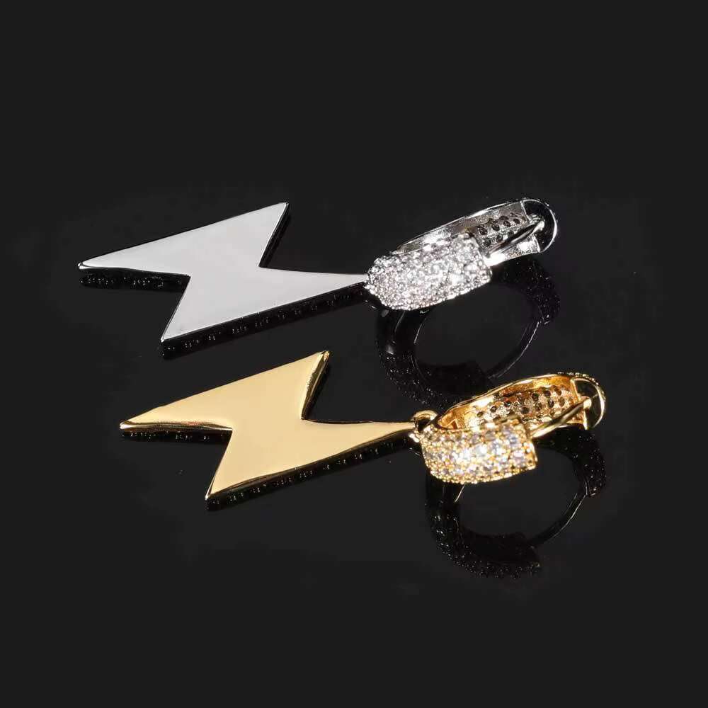 Hot Sale Hip Hop Ring Earrings Lightning Drop Micro Zircon Hip Hop Studs for Unisex
