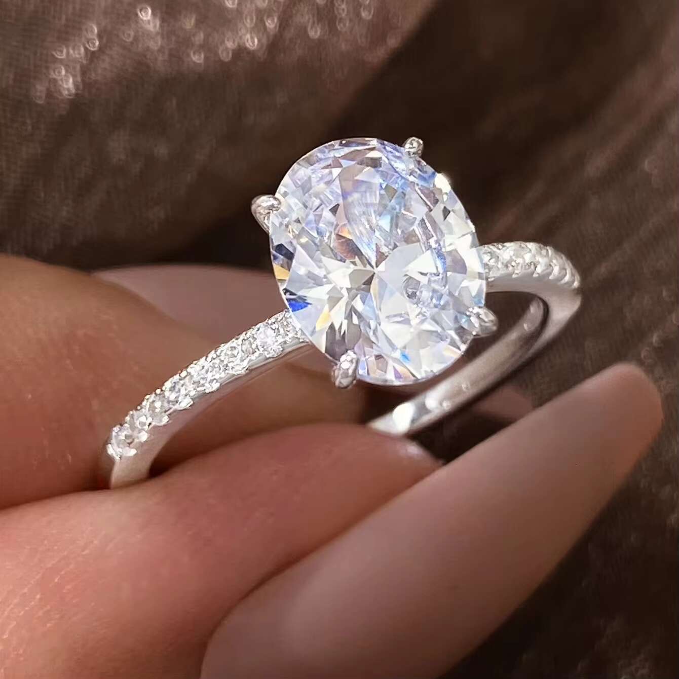 Moissanite Wedding Ring Women Classic Rhodium Plated Mossanite Engagement Promise Engagement Ring VVS D Moissanite Wedding Ring