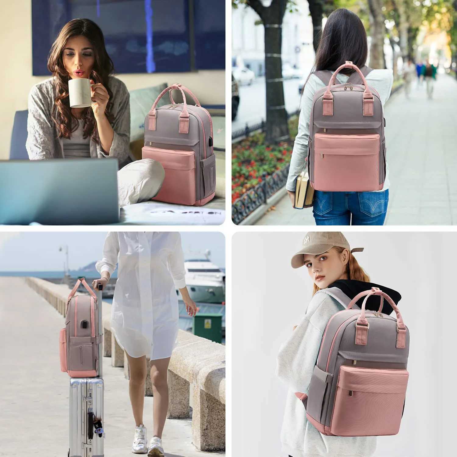 Laptop Backpack For Women 15.6 Inch With USB Port Waterproof Travel Bags Vintage Daypacks Bookbag For College School WorkZ250412