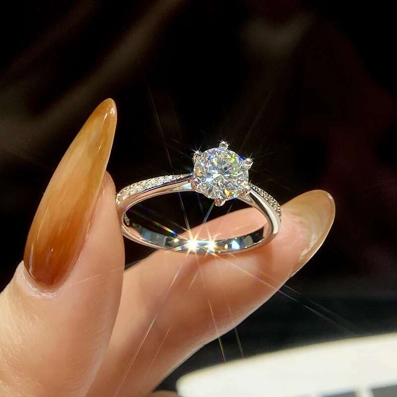 GRA Classic 1CT Crown Certified Moissanite Diamond Engagement Rings For Women Real 925 Sterling Silver Best Quality Fine Jewelry