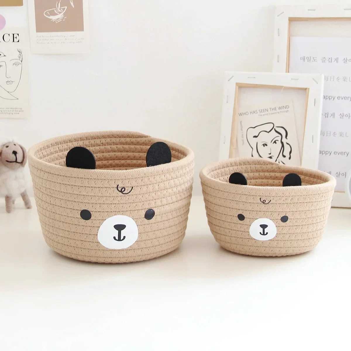Cute Storage Baskets Rattan Woven Bedro Household Decor Organizer Case Key Snacks Desktop Sundries Deposit Tidy Box Items Y251112
