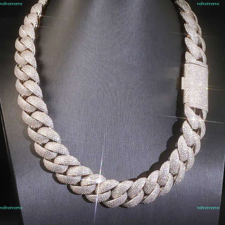 22mm Heavy Mossanite Jewelry For Men S Solid Sier Hip Hop Necklace VVS Moissanite Cuban k Chain