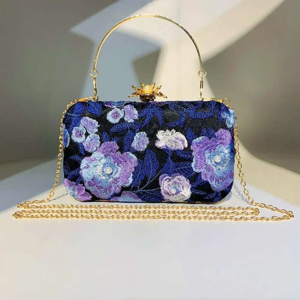 Vintage Evening Small Shell Bags Chain Women Shoulder Crossbody Bag Embroidery Women's Handbags Purses