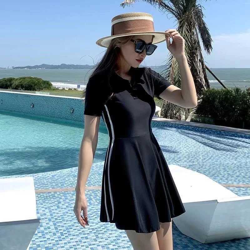 Swimsuit Womens Summer New Jumpsuit Style Covers The Abdomen and Above Plus Size Sports Hot Spring SwimsuitW251113