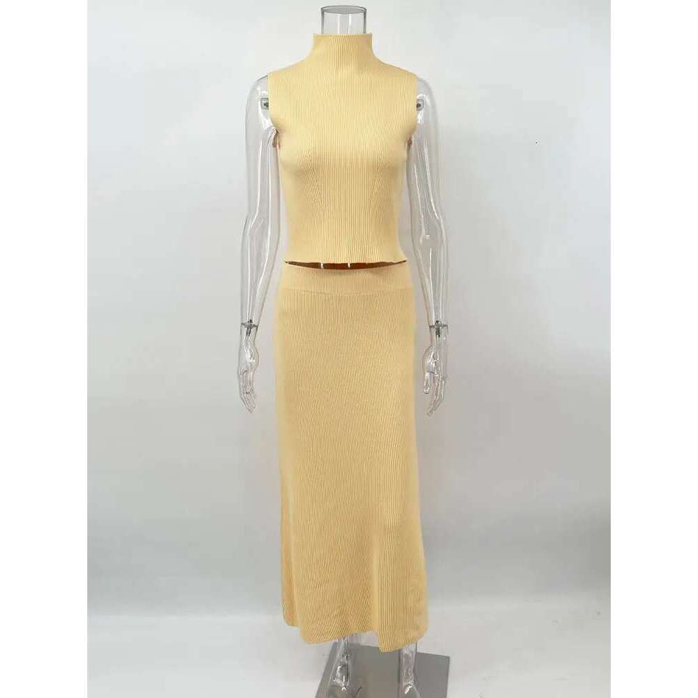 Tossy Elegant Knitwear 2 Piece-Set Long Dress Female Ribbed Sweater Pullover And Loose Patchwork Maxi Skirt Sets Ladies Outfits