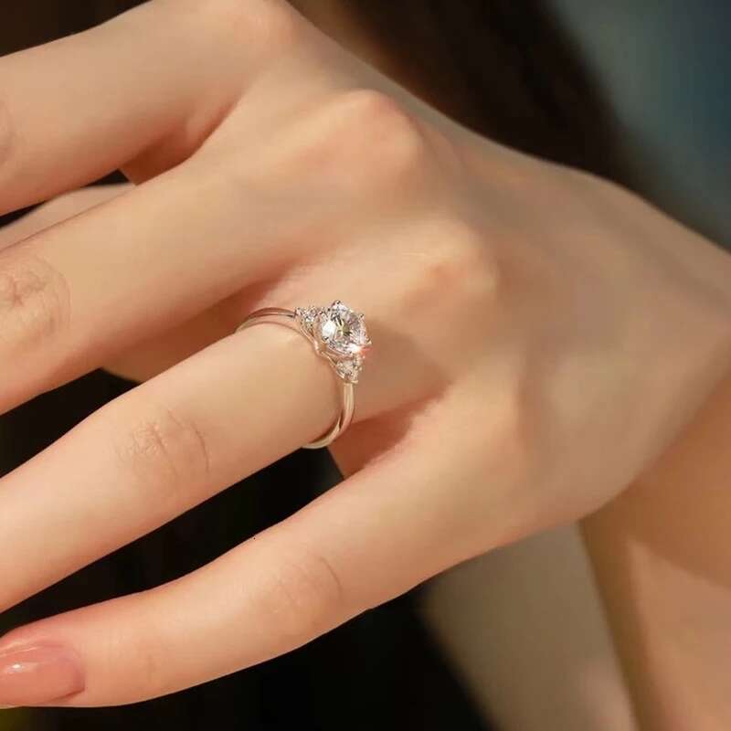 GRA Certified 1CT Real Moissanite Ring For Woman D Color VVS1 Lab Diamond S925 Silver Engagement Promise Wedding Band Jewelry