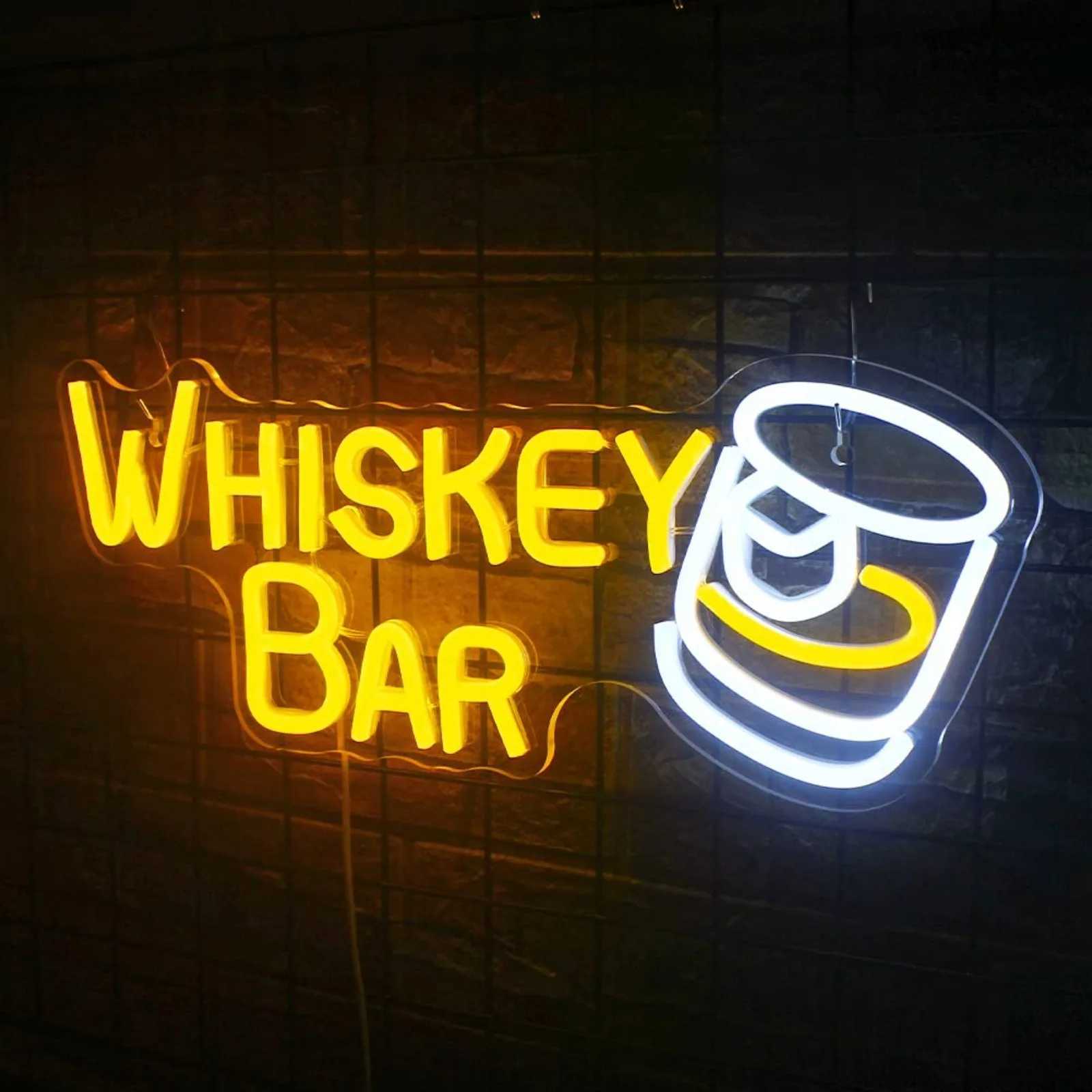 BLOEMNEO Whiskey Bar Neon Sign Neon Lights For Wall Decor Light Up Bar Signs For Home Bar Cart Restaurant Beer Cafe Bistro W251112