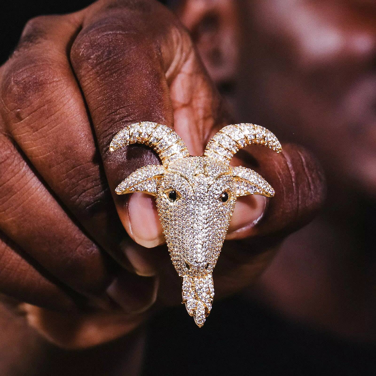 Goat Animal Pattern Hip Hop Pendant 925 Silver Gold Plated Moissanite Iced Out Jewelry Fashion Pendants Charms