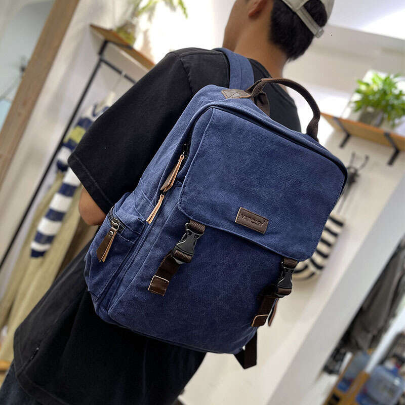 Backpack canvas bag, Korean version, backpack, handbag, large capacity casual men's travel bag