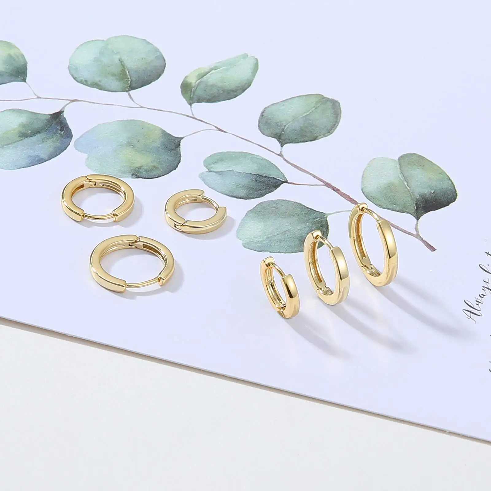 Shevalues Women 3 Pairs Small Earrings Lady Classic 14K Gold Hoop Fashion Tiny Huggie Hoop Earrings Set Hypoallergenic EarringXJ251113