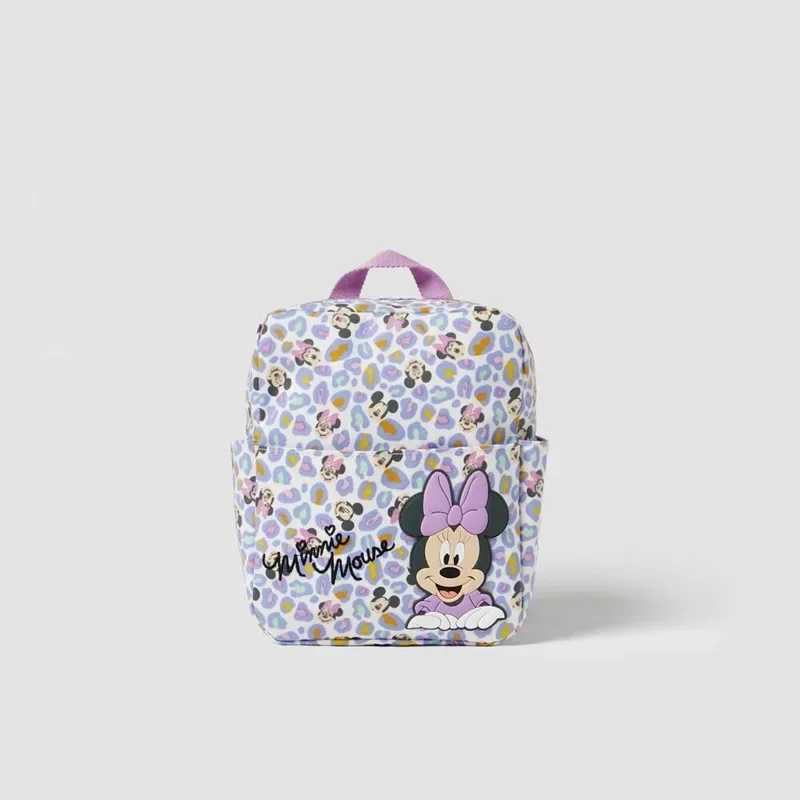Disney Cute Mickey and Minnie Childrens Backpack Girl Cartoon Printing Large Capacity Book Storage Kindergarten Baby BackpackXJ250412