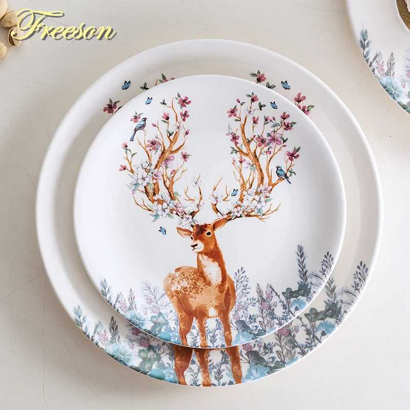 Christmas Elk Ceramic Fruit Plates Reindeer Snack Dishes Christmas Deer Cake Plate Candy Dish Food Porcelain Tray Tableware Decoration Y251113