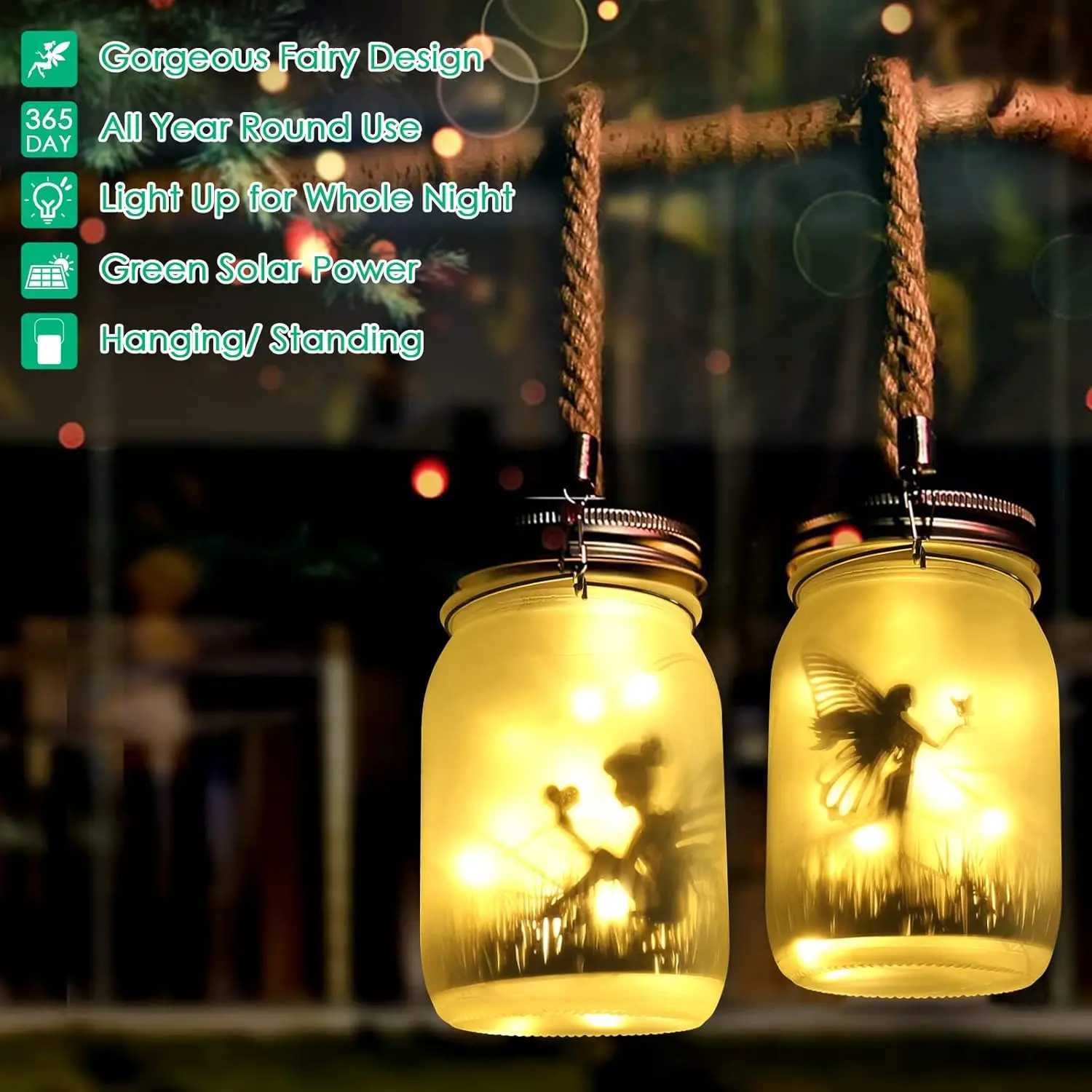 Solar Mason Jar Lights DIY Frosted Bottle Lamp Outdoor Lantern LED Waterproof Fairytale Firefly Jar String Light Courtyard Decor M251113