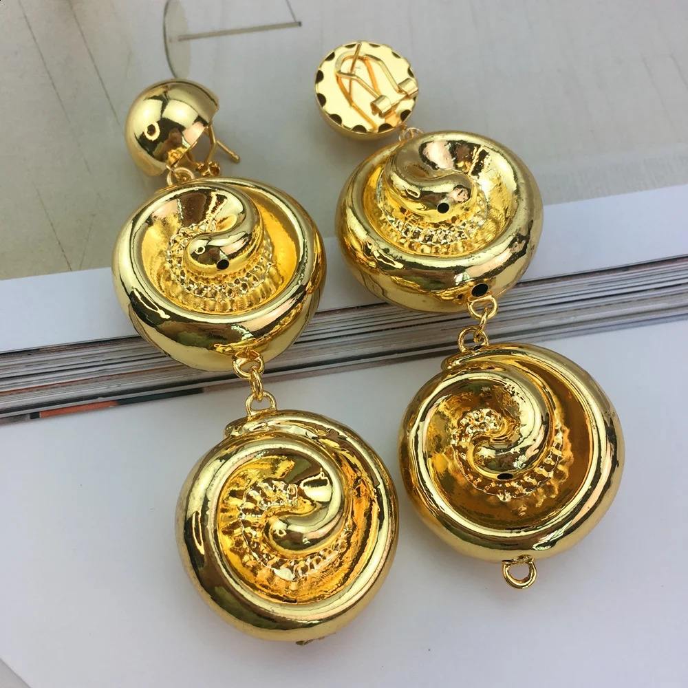 EMMA Big Drop Earrings for Women Vintage Exaggerated Female Light Weight Goldplated Jewelry 250411
