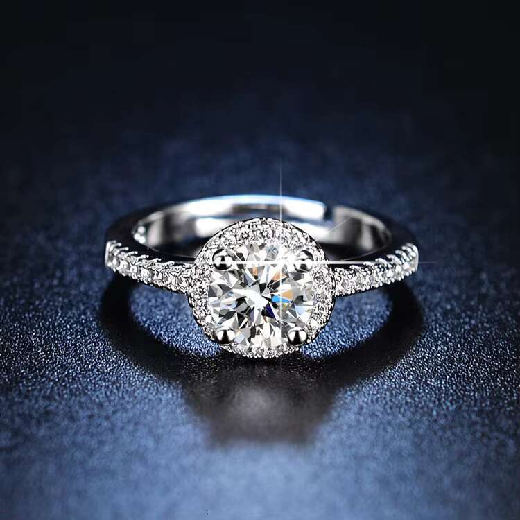 Classic Silver Opening Engagement Moissanite Zircon Ring 1 CT Diamond Wedding Band Rings for Women