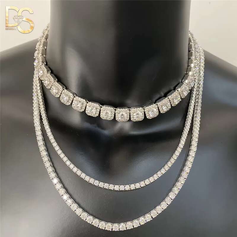 10mm Width New Fashion Rock Sugar Like Sterling Silver 925 Hip Hop VVS Moissanite Cuban Chain Necklace for Men