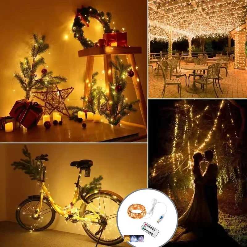 LED Waterproof Remote Copper Wire 5M/10M/20M/30M USB 8Modes String Fairy Light for Party New Year Xmas Christmas Decoration M251113