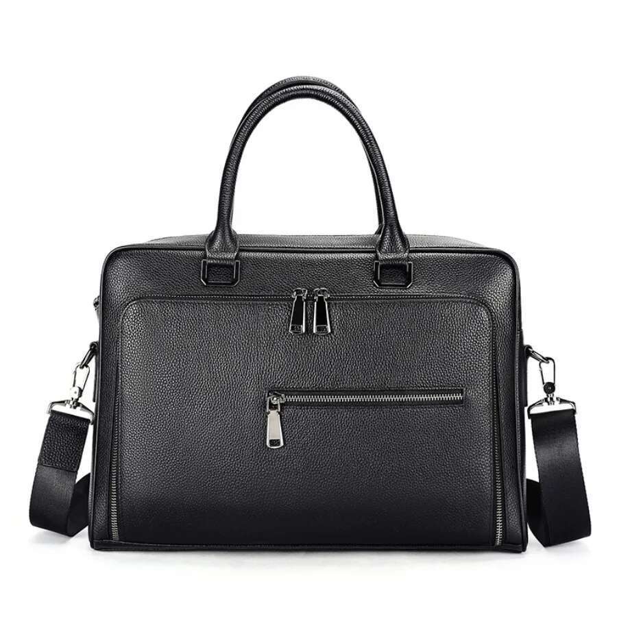 Business shoulder bags men women messenger bag cow leather big capacity 15 inch laptop office handbag