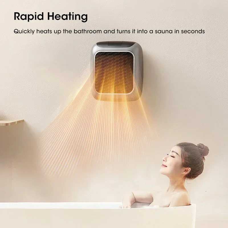 800W Portable Electric Heater EU Small Bathroom Fast Heating Fans Bedroom Heater Home Use Warming Device with Remote Control Y251113