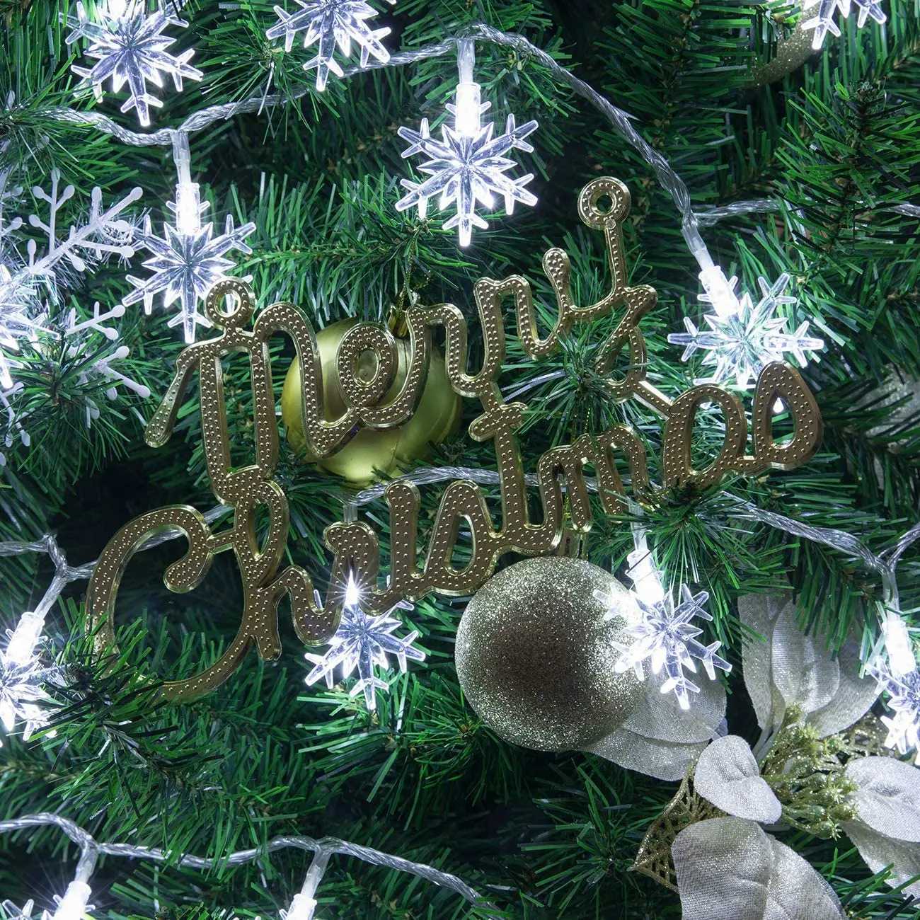 Street Garland Winter Led Snowflake New Year Decorations 2025 Snow String Lights 10M 100LEDs Plug Operated Christmas 2025 M251113