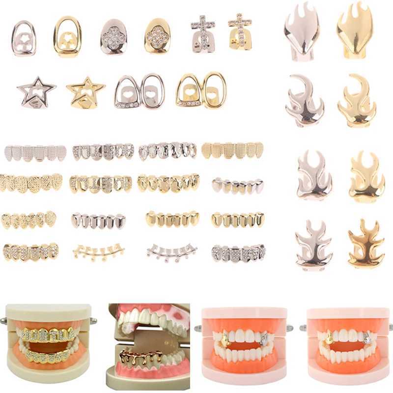 Hip hop single tooth flame tooth hat punk metal grill hat cosplay party tooth grillXJ250412