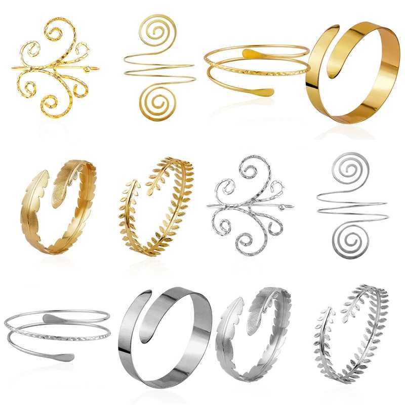 Bohemian Butterfly Leaf Charm Upper Bracelet Arm Chain Metal Hollow Out Geometric Pattern Retro Arm Cuff Bangle Body BraceletsC250411