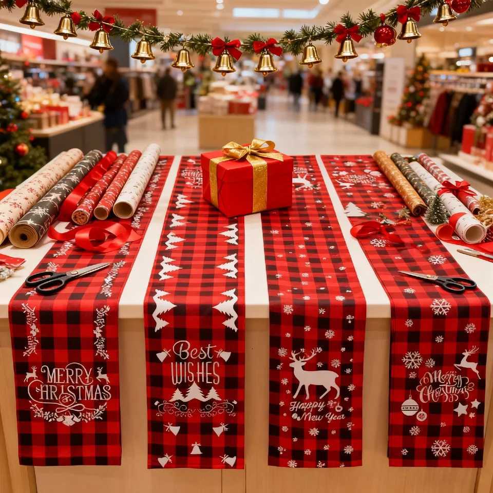 Christmas 1pc New Year Christmas Tablecloth Xmas Table Linens for Christmas Decoration Home Tablecover Decorative Y251113