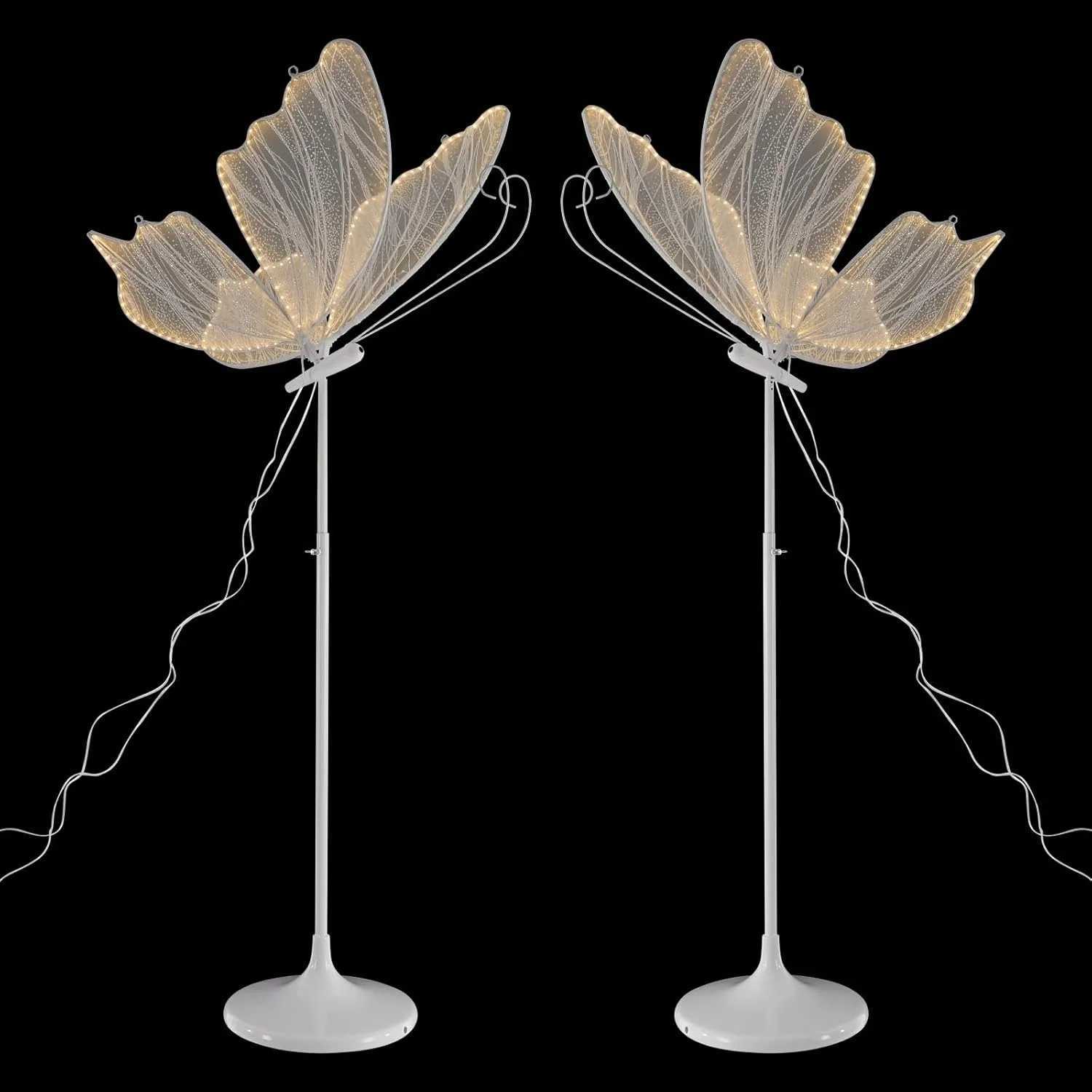 BYMAOCAR 2PCS Wedding Butterfly Floor Lamp LED Butterfly Ceiling Lamp for Wedding Party 575-701in Adjustable HeightW251113