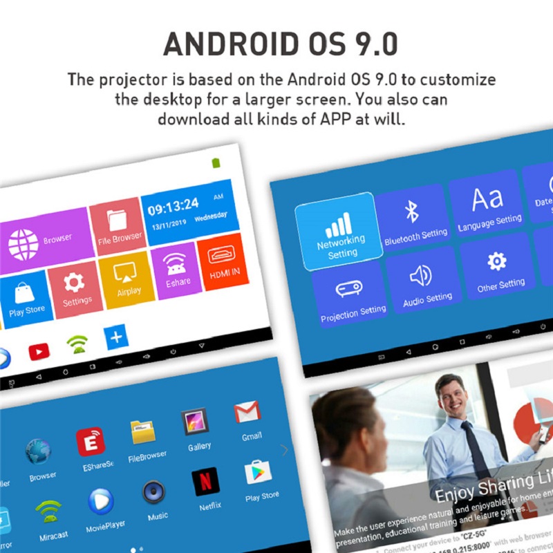 P11 16GB 32GB Projector 4K HD DLP Mini 3D Intelligent Mini Projector Portable Home Projection