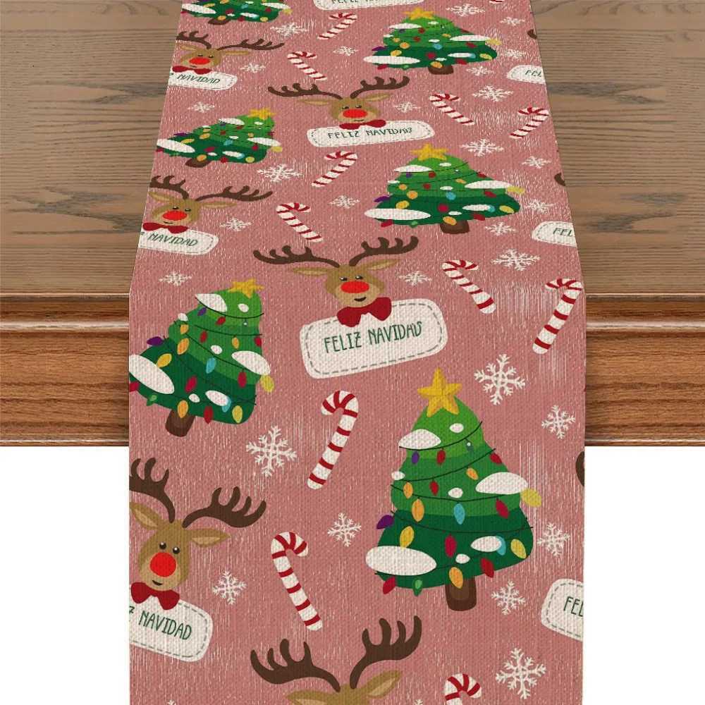 Christmas Popular New Christmas Table Flag Pink Christmas Snowman Creative Cartoon Linen Coffee Table Tablecloth Decoration Y251113