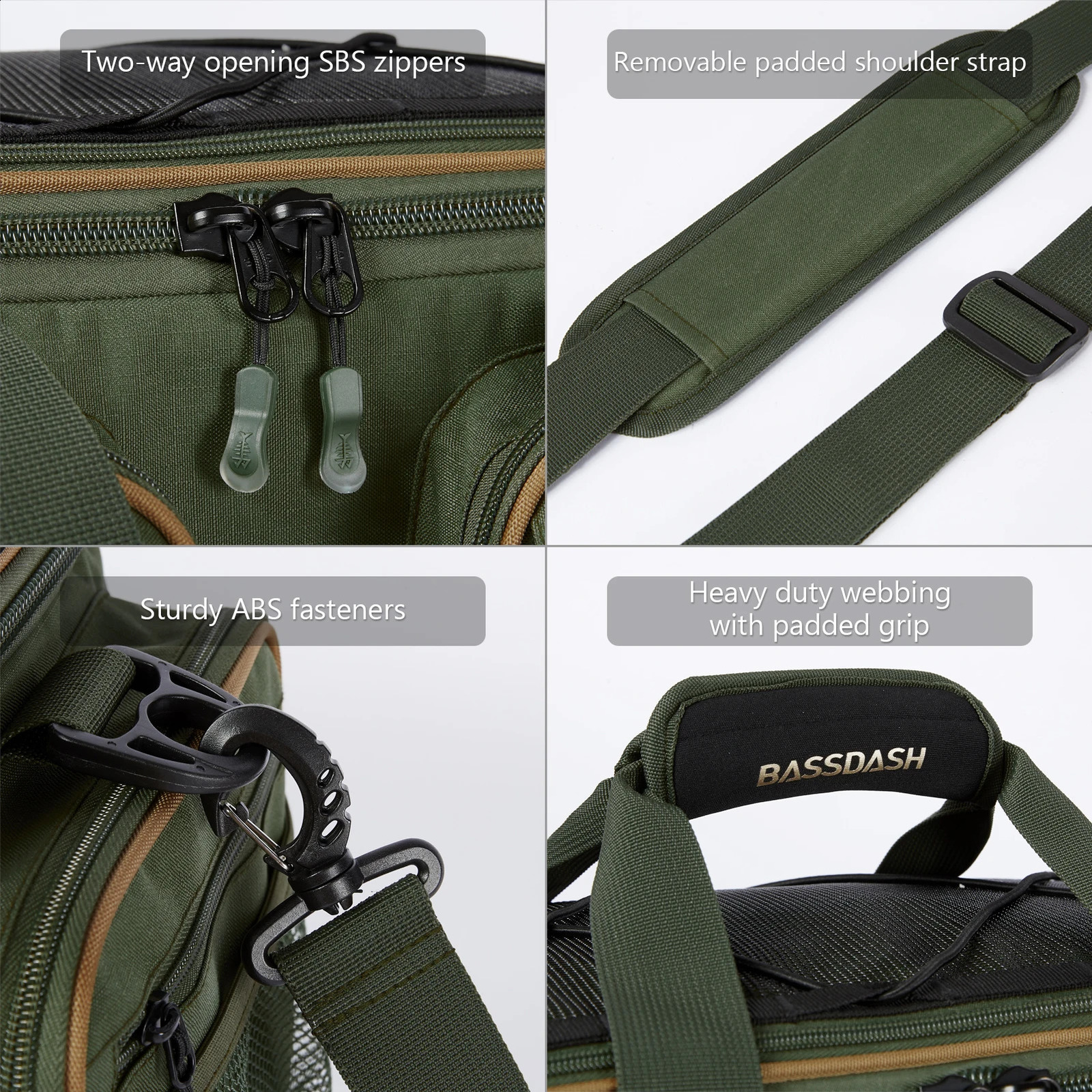 BASSDASH fishing rod shoulder bag waterproof and lightweight gear storage with hard molded bottom rain cover 250410