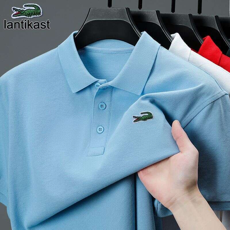 Noble Crocodile Summer New Men's Polo Shirt Short Sleeve Pure Cotton Turn-Down Collar T-Shirt Solid designer hoodie Color Business Casual Tee Tre