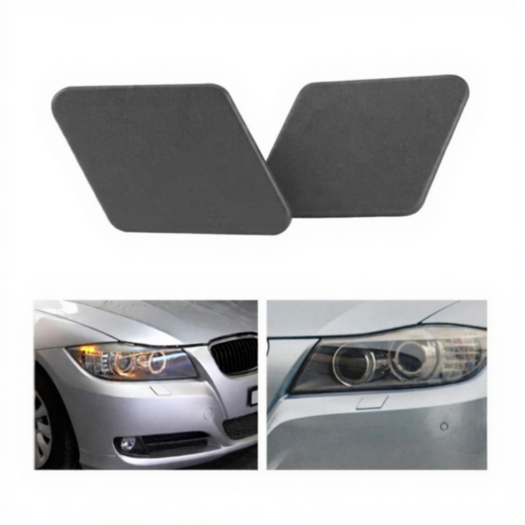 2Pcs Bumper Cover Dustproof Lightweight ABS Car Headlight Washer 61678031307 61678031308 For 3 Series E90 20052009 Sunshade
