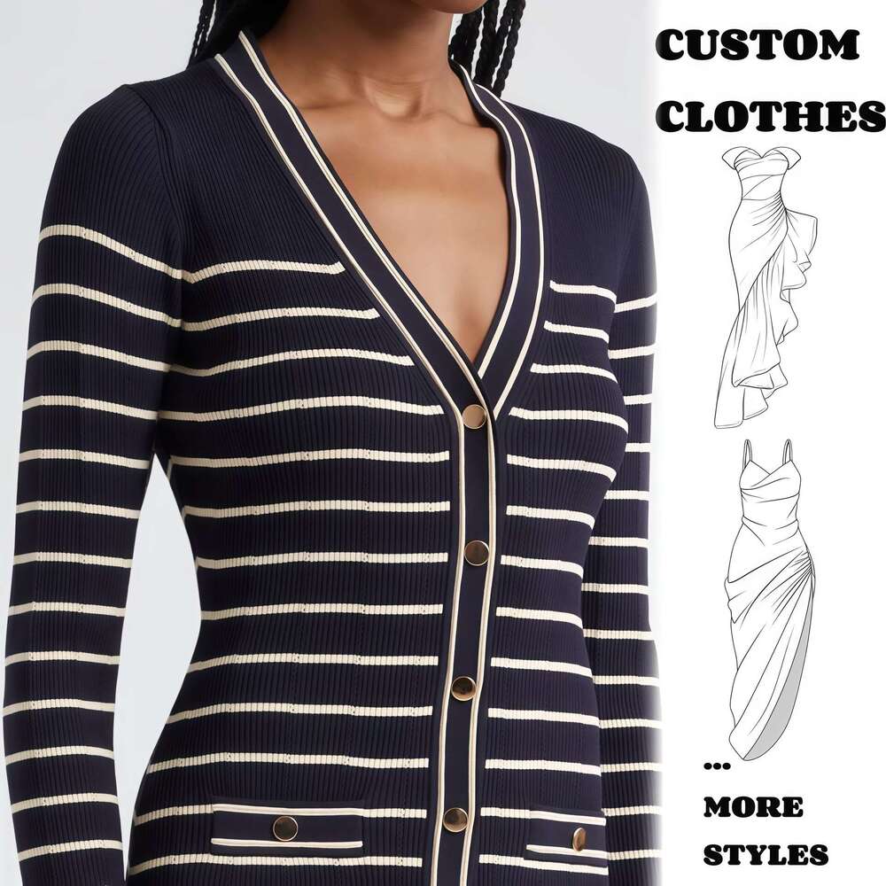Autumn Slimming Striped Gentle High-End Knitted Long Dress, Children's New 2025 French Style Dress
