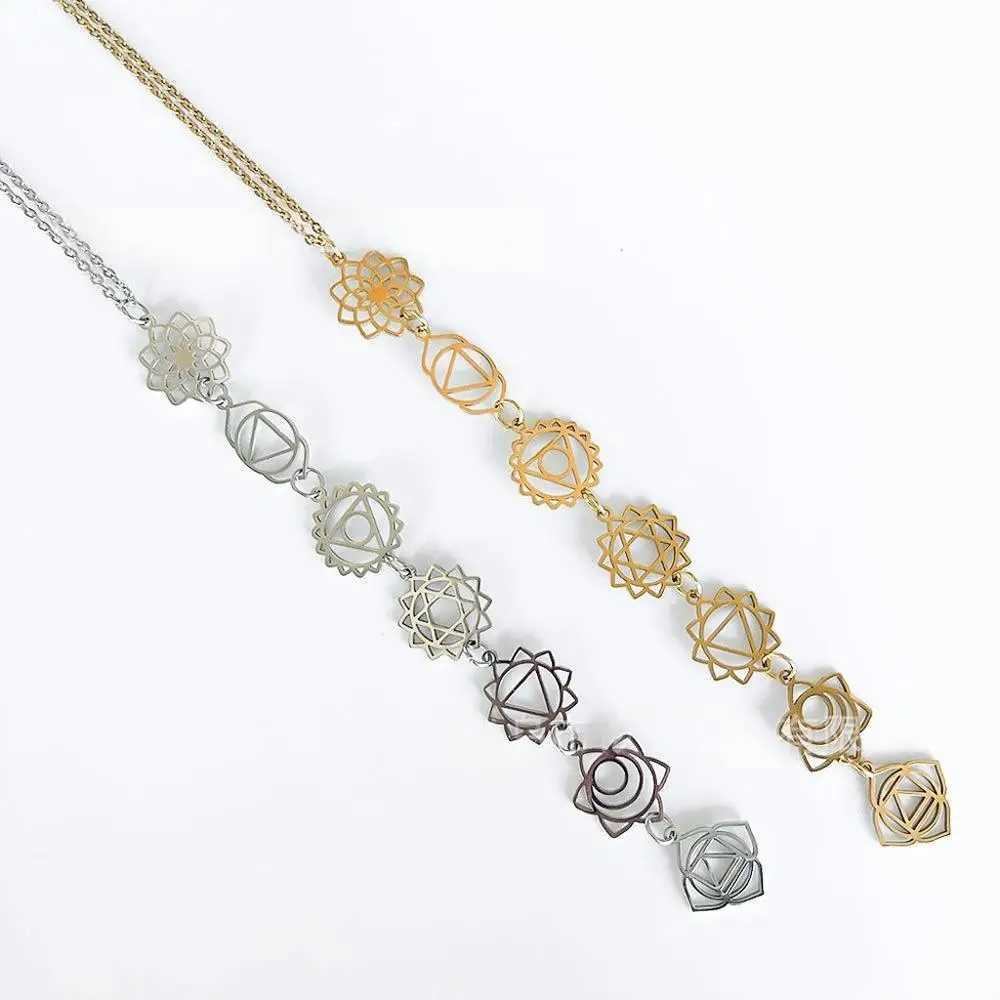 KityKiss 7 Chakra Yoga Necklace Hypoallergenic Gold Pendant for Meditation Boho Spiritual Gift Z250412