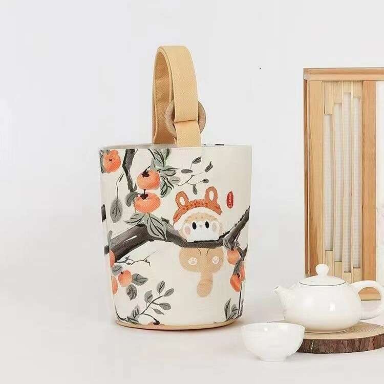 2023 New Cartoon Printed Flower Canvas Water Bucket Hands and Mommy Bag Carrying Outside