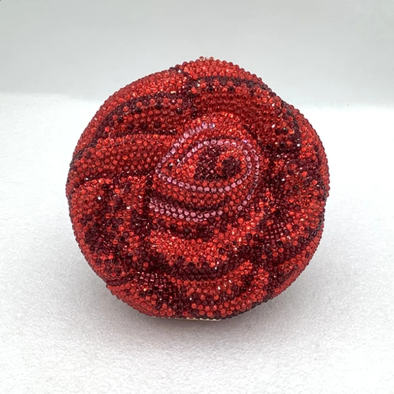 XIYUAN Women Pink Crystal Clutch Purse Rose Flower Handbag Party Wedding Evening Bag Bridal Purses Florals Minaudiere Bag 250409