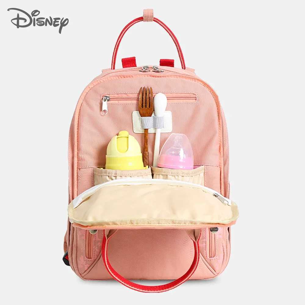 Disney New Disney Minnie Mouse Diaper Bag Backpack Mom Baby Cart Bag Large Capacity Baby Diaper Changing OrganizerXJ250412