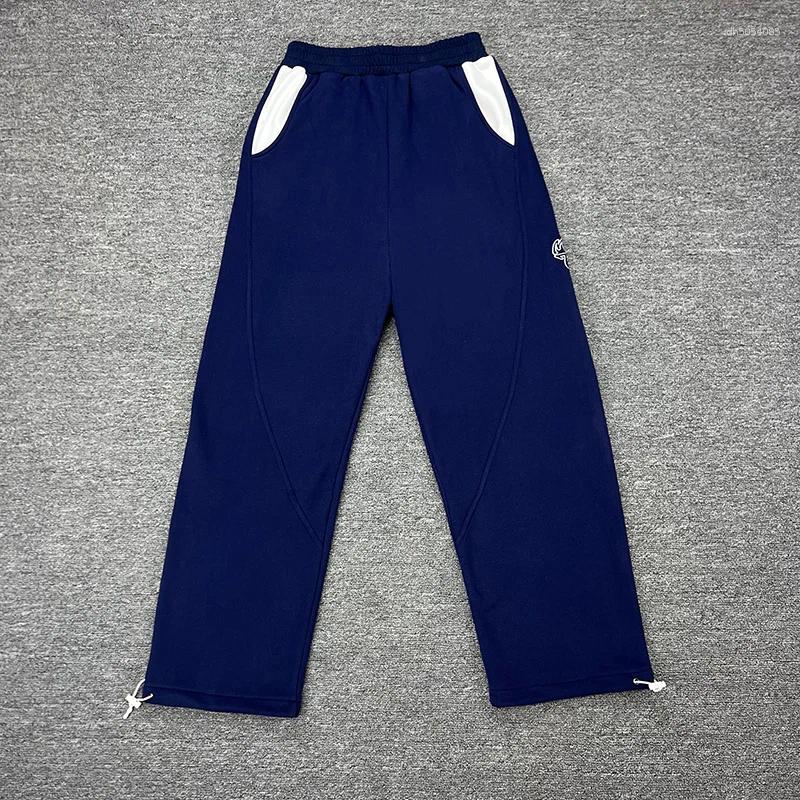 Men's Hoodies Gray Blue Color Patchwork Casual Men Women 1:1 Quality Logo Embroidery Oversized Hooded Pullovers