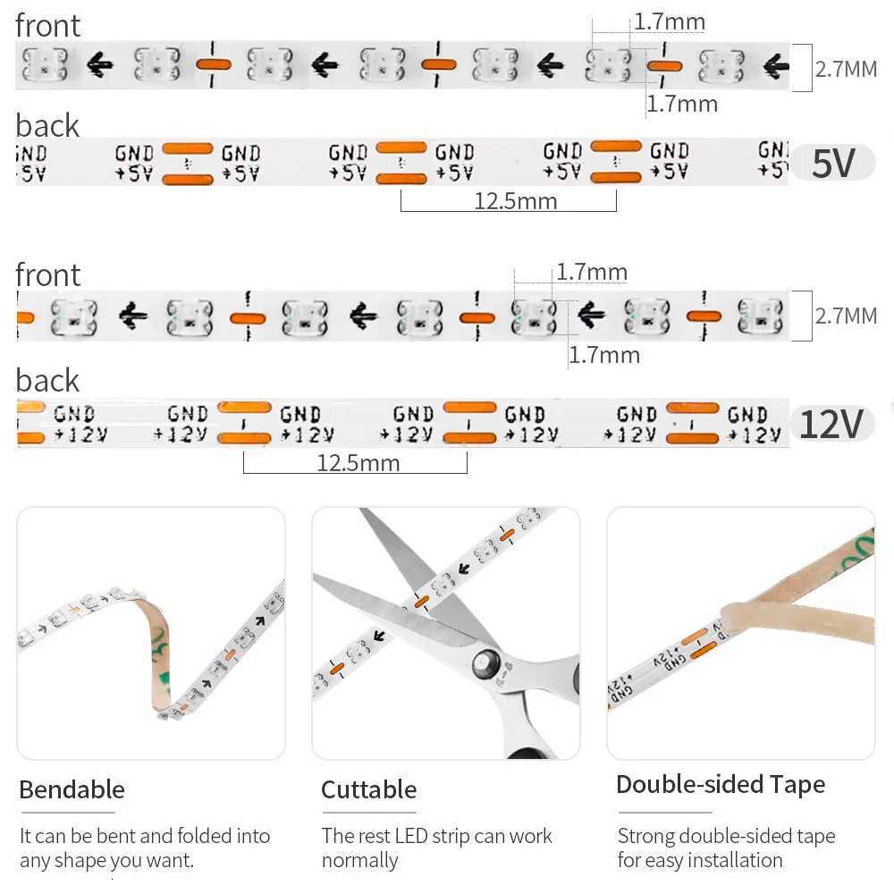 27mm WS2812B LED Strip Ultra Narrow 160Leds/M Individually Addressable RGBIC Light Strip Dreamcolor DC5V/12V W251112